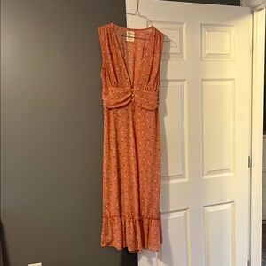 Elegant Coral Sleeveless Dress